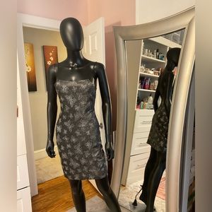 Black midi dress with silver details size 3/4 never worn